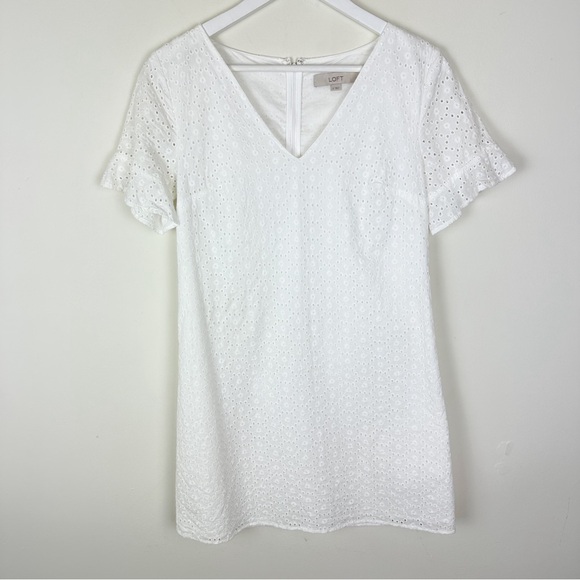 LOFT Dresses & Skirts - LOFT White Eyelet Mini Dress Short Sleeves